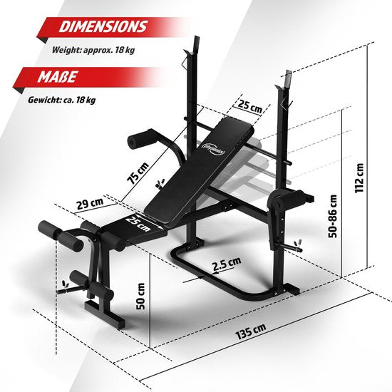 Multifunctionele Halterbank - Draagvermogen 255kg - Zwart - Afbeelding 5