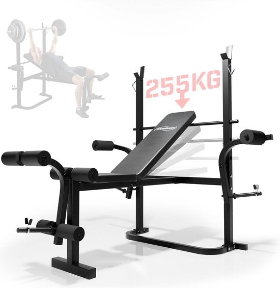 Multifunctionele Halterbank - Draagvermogen 255kg - Zwart - Afbeelding 1