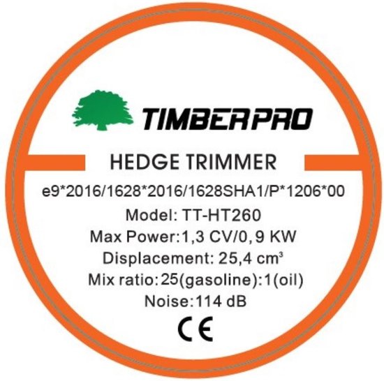 Heggenschaar / Snoeischaar -  Benzine- 75cm - 26 cc - 1,25 PK - Afbeelding 9