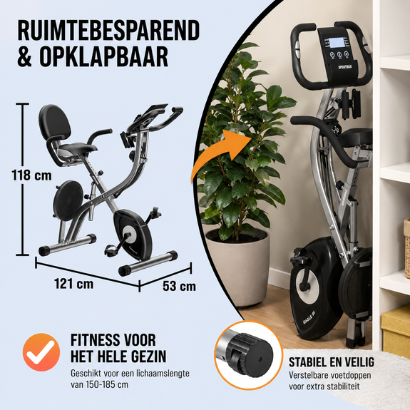 Hometrainer Eagle 4 met pulssensoren en app - Afbeelding 3