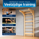 Houten Wandrek met Optrekstang - 220 cm - 170 kg Draagvermogen - Naturel