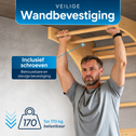Houten Wandrek met Optrekstang - 220 cm - 170 kg Draagvermogen - Naturel
