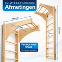 Houten Wandrek met Optrekstang - 220 cm - 170 kg Draagvermogen - Naturel