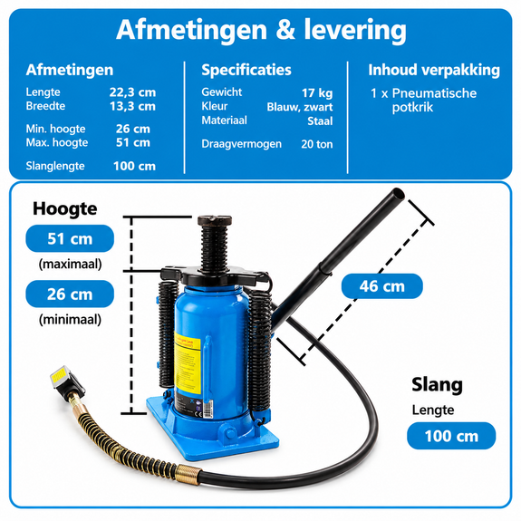 Hydraulische Stempelkrik - Max. 20 ton - Op Perslucht - Afbeelding 5