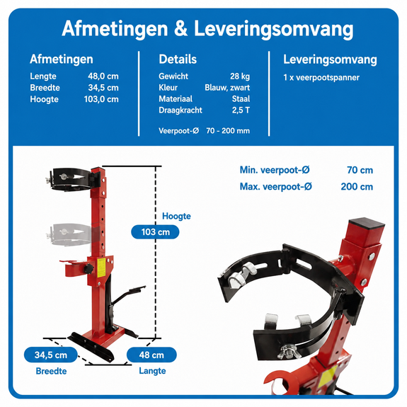 Hydraulische veercompressor 2,5 ton voor autoveren - Afbeelding 3