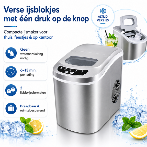 IJsblokjesmachine 2,2L zilver - Afbeelding 3