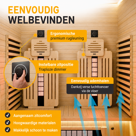 Infraroodcabine Aarhus 140 naturel - Afbeelding 5