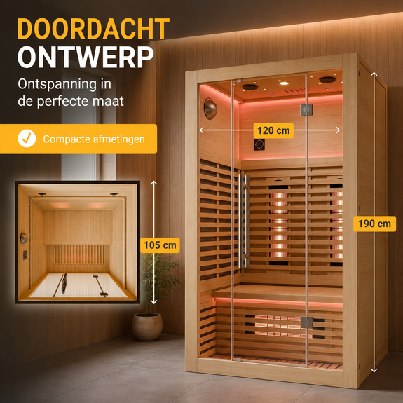 Infraroodcabine Trondheim 120 naturel - Afbeelding 7
