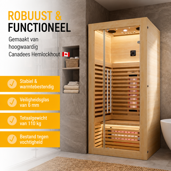 Infraroodcabine Trondheim 90 naturel - Afbeelding 7