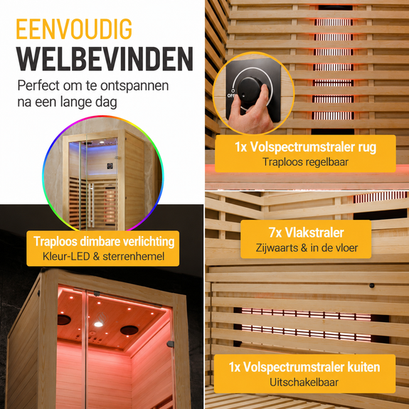 Infraroodcabine Trondheim 90 naturel - Afbeelding 4