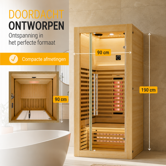Infraroodcabine Trondheim 90 naturel - Afbeelding 3