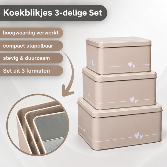 Koektrommelset 3-delig met hartjesmotief - Afbeelding 4