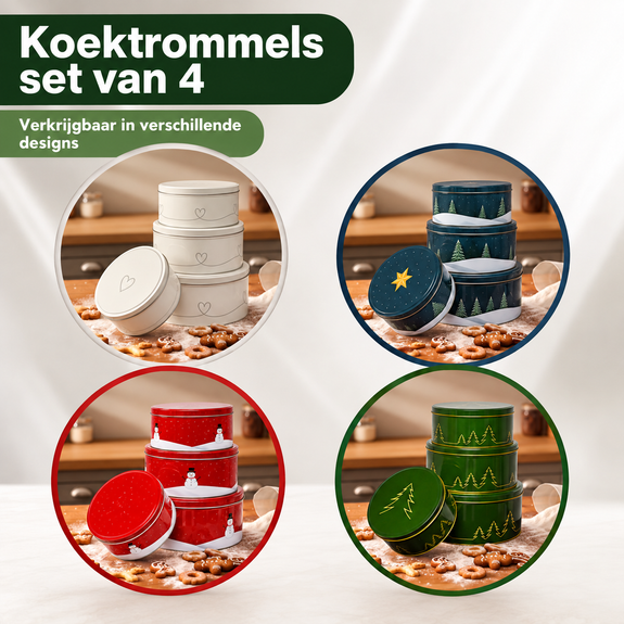 Koektrommelset 4-Delig met dennenbos kerstmotief - Afbeelding 7