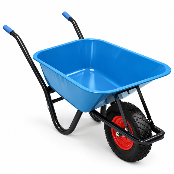 Kruiwagen 100 liter blauw – 250 kg met massief antilekwiel - Afbeelding 1