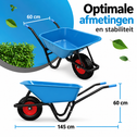 Kruiwagen 100 liter blauw – 250 kg met massief antilekwiel