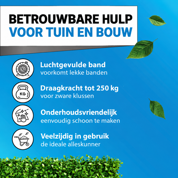 Kruiwagen 100 liter blauw – 250 kg met massief antilekwiel - Afbeelding 5