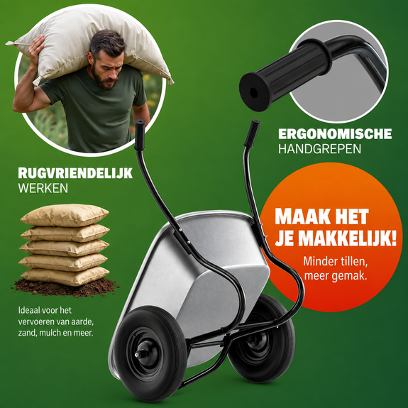 Kruiwagen met 2 luchtbanden - 100 liter - 150 kg - Afbeelding 5