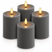 LED Kaarsen van Echte Wax - 10 cm - Set van 4 - Ribbelstructuur - Grijs