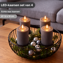 LED Kaarsen van Echte Wax - 10 cm - Set van 4 - Ribbelstructuur - Grijs