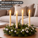 LED dinerkaarsen 22,5 cm crème – 4 stuks met afstandsbediening