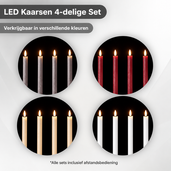 LED dinerkaarsen 22,5 cm crème – 4 stuks met afstandsbediening - Afbeelding 2
