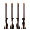 LED dinerkaarsen 22,5 cm grijs – 4 stuks met afstandsbediening