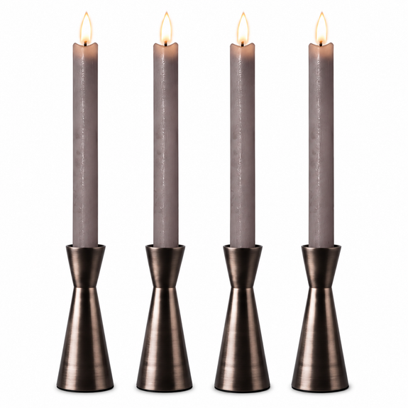 LED dinerkaarsen 22,5 cm grijs – 4 stuks met afstandsbediening - Afbeelding 1