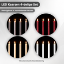 LED dinerkaarsen 22,5 cm grijs – 4 stuks met afstandsbediening