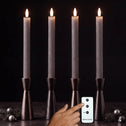 LED dinerkaarsen 22,5 cm grijs – 4 stuks met afstandsbediening