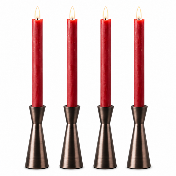 LED dinerkaarsen 22,5 cm rood – 4 stuks met afstandsbediening - Afbeelding 1