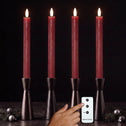 LED dinerkaarsen 22,5 cm rood – 4 stuks met afstandsbediening