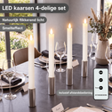 LED dinerkaarsen 22,5 cm wit – 4 stuks met afstandsbediening