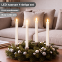 LED dinerkaarsen 22,5 cm wit – 4 stuks met afstandsbediening