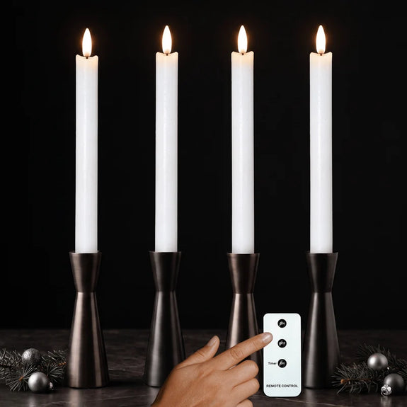 LED dinerkaarsen 22,5 cm wit – 4 stuks met afstandsbediening - Afbeelding 5