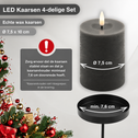 LED kaarsen 10 cm grijs – 4 stuks met afstandsbediening