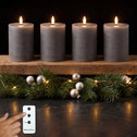 LED kaarsen 10 cm grijs – 4 stuks met afstandsbediening