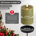 LED kaarsen 10 cm groen – 4 stuks met afstandsbediening