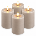 LED kaarsen 10 cm lichtgrijs – 4 stuks met afstandsbediening