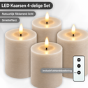 LED kaarsen 10 cm lichtgrijs – 4 stuks met afstandsbediening
