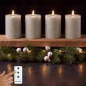 LED kaarsen 10 cm lichtgrijs – 4 stuks met afstandsbediening