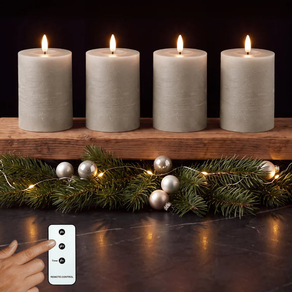 LED kaarsen 10 cm lichtgrijs – 4 stuks met afstandsbediening - Afbeelding 5