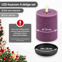 LED kaarsen 10 cm paars – 4 stuks met afstandsbediening