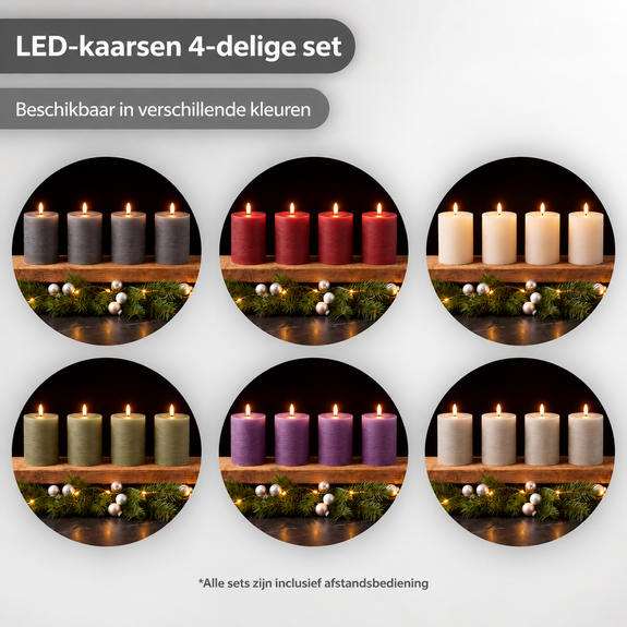 LED kaarsen 10 cm paars – 4 stuks met afstandsbediening - Afbeelding 2