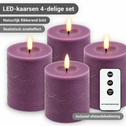 LED kaarsen 10 cm paars – 4 stuks met afstandsbediening