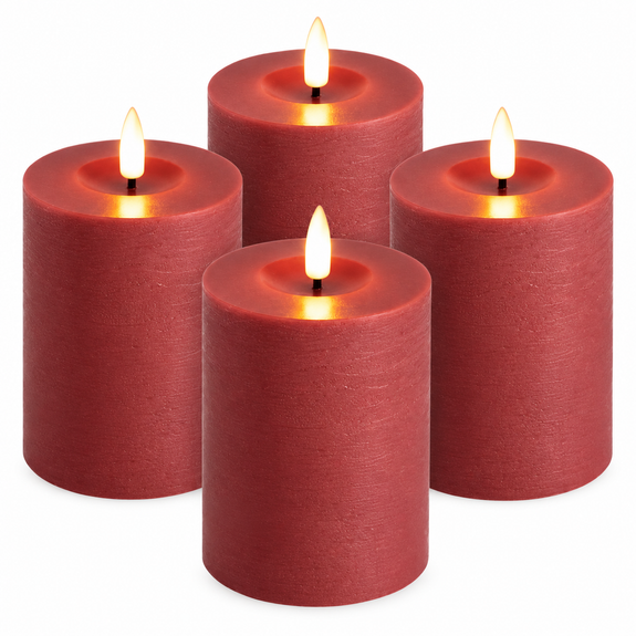 LED kaarsen 10 cm rood – 4 stuks met afstandsbediening - Afbeelding 1