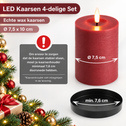 LED kaarsen 10 cm rood – 4 stuks met afstandsbediening