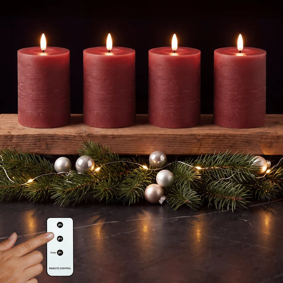 LED kaarsen 10 cm rood – 4 stuks met afstandsbediening - Afbeelding 5