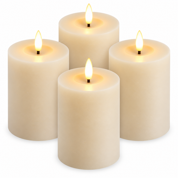 LED kaarsen 10 cm wit – 4 stuks met afstandsbediening - Afbeelding 1