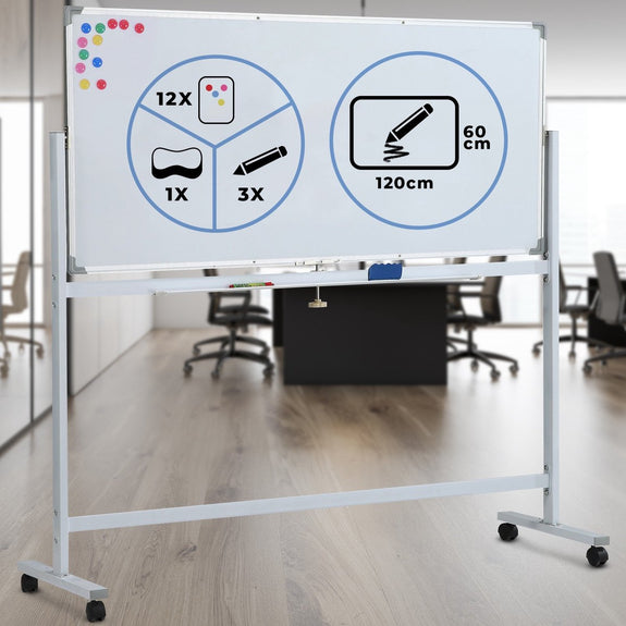 Mobiel Whiteboard / Magneetbord - 120 x 60 cm - Aluminium - Incl. Toebehoren - Afbeelding 5
