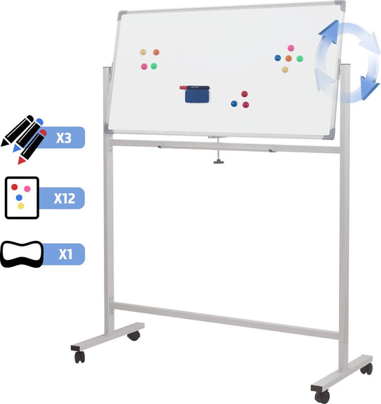 Mobiel Whiteboard / Magneetbord - 120 x 60 cm - Aluminium - Incl. Toebehoren - Afbeelding 1